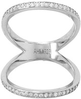 Image of Sterling Silver Rhodium-plated CZ Double Band Knuckle Ring