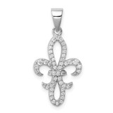 Image of Sterling Silver Rhodium-Plated CZ Fleur De Lis Pendant QC8113