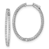Image of 35mm Sterling Silver Rhodium-Plated CZ Hinged Oval Hoop Earrings QE7990