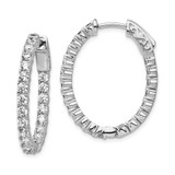 Image of 27mm Sterling Silver Rhodium-Plated CZ Hinged Oval Hoop Earrings QE7997