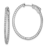 Image of 29mm Sterling Silver Rhodium-Plated CZ Hinged Oval Hoop Earrings QE8029