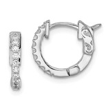 Image of 12.33mm Sterling Silver Rhodium-Plated CZ Hoop Earrings QE13011