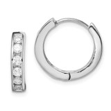 Image of 15mm Sterling Silver Rhodium-Plated CZ Hoop Earrings QE1804