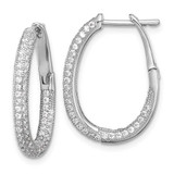 Image of 24mm Sterling Silver Rhodium-Plated CZ In & Out Hinged Post Hoop Earrings