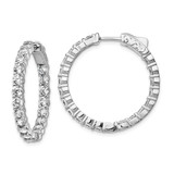 Image of 29mm Sterling Silver Rhodium-Plated CZ In & Out Hoop Earrings QE12997