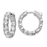 Image of 22.54mm Sterling Silver Rhodium-Plated CZ In & Out Round Hoop Earrings QE12992