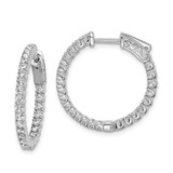 Image of 21mm Sterling Silver Rhodium-Plated CZ In and Out Hinged Hoop Earrings QE7946