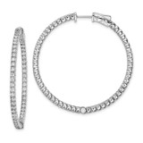 Image of 38mm Sterling Silver Rhodium-Plated CZ In and Out Hinged Hoop Earrings QE7948