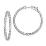 Image of 34mm Sterling Silver Rhodium-Plated CZ In and Out Hinged Hoop Earrings QE7955