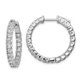 Image of 24mm Sterling Silver Rhodium-Plated CZ In and Out Hinged Hoop Earrings QE7959