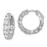 Image of 19mm Sterling Silver Rhodium-Plated CZ In and Out Hinged Hoop Earrings QE7968