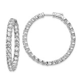 Image of 36mm Sterling Silver Rhodium-Plated CZ In and Out Hinged Hoop Earrings QE7970