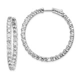 Image of 36mm Sterling Silver Rhodium-Plated CZ In and Out Hinged Hoop Earrings QE7973