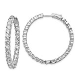 Image of 38mm Sterling Silver Rhodium-Plated CZ In and Out Hinged Hoop Earrings QE7976