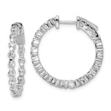 Image of 24mm Sterling Silver Rhodium-Plated CZ In and Out Hinged Hoop Earrings QE8011