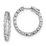 Image of 24mm Sterling Silver Rhodium-Plated CZ In and Out Hinged Hoop Earrings QE8014