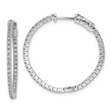 Image of 27mm Sterling Silver Rhodium-Plated CZ In and Out Hinged Hoop Earrings QE8020