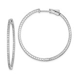 Image of 38mm Sterling Silver Rhodium-Plated CZ In and Out Hinged Hoop Earrings QE8021