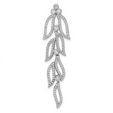 Image of Sterling Silver Rhodium-plated CZ Leaves Slide Pendant