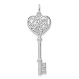 Image of Sterling Silver Rhodium-plated CZ Love Key Pendant