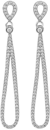 Image of Sterling Silver Rhodium-plated CZ Pear Drop Earrings