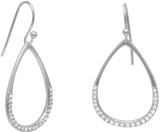 Image of Sterling Silver Rhodium-plated CZ Pear Drop Earrings 65770