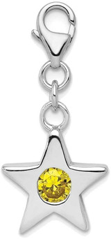 Image of Sterling Silver Rhodium-plated CZ Simulated November Birthstone Star Charm