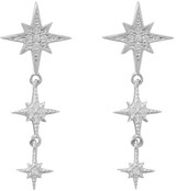 Image of Sterling Silver Rhodium-plated CZ Star Drop Earrings