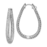 Image of 37mm Sterling Silver Rhodium-Plated CZ Teardrop Hinged Hoop Earrings QMP591