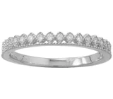 Image of Sterling Silver Rhodium-plated CZ Thin Crown Design Ring