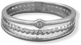 Image of Sterling Silver Rhodium-plated CZ Three Band Ring