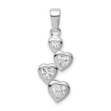 Image of Sterling Silver Rhodium-Plated Graduated CZ Heart Pendant