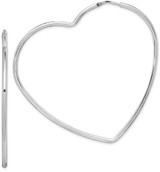 Image of Sterling Silver Rhodium-Plated Heart Hoop Earrings QE14843