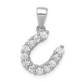 Image of Sterling Silver Rhodium-Plated Horseshoe CZ Pendant