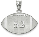 Image of Sterling Silver Rhodium-plated Lasered Football Number And Name Pendant