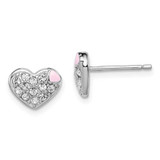 Image of 7mm Sterling Silver Rhodium-Plated Madi K Enamel w/ Heart Earrings