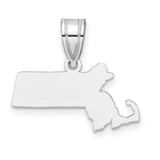 Image of Sterling Silver Rhodium-plated Massachusetts MA State Pendant