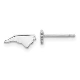 Image of 4.04mm Sterling Silver Rhodium-Plated North Carolina NC Small State Stud Earrings