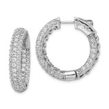 Image of 30mm Sterling Silver Rhodium-Plated Pave CZ In and Out Hoop Earrings QE11077