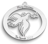 Image of Sterling Silver Rhodium-plated Personalized Christmas Dove Ornament