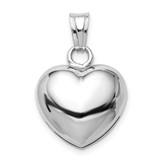 Image of Sterling Silver Rhodium-plated Polished Bell Inside Puffed Heart Pendant