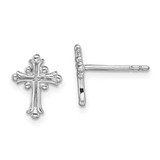 Image of 10.3mm Sterling Silver Rhodium-Plated Polished Fancy Cross Post Earrings