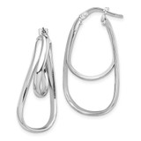Image of 34.3mm Sterling Silver Rhodium-Plated Polished Fancy Hoop Earrings QE13178