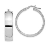 Image of 31mm Sterling Silver Rhodium-Plated Polished Hoop Earrings QE11541