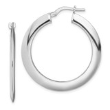 Image of 34.9mm Sterling Silver Rhodium-Plated Polished Hoop Earrings QE13251