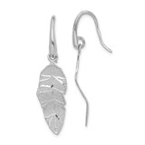 Image of 41.68mm Sterling Silver Rhodium-Plated Polished Leaf Dangle Earrings QE14234