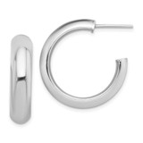 Image of 25.3mm Sterling Silver Rhodium-Plated Polished Post Hoop Earrings QE13208