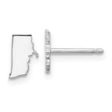 Image of 8.15mm Sterling Silver Rhodium-Plated Rhode Island RI Small State Stud Earrings