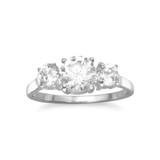 Image of Sterling Silver Rhodium-plated Ring with Three Round CZs