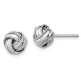 Image of 10mm Sterling Silver Rhodium-Plated Rope Edged Love Knot Stud Post Earrings